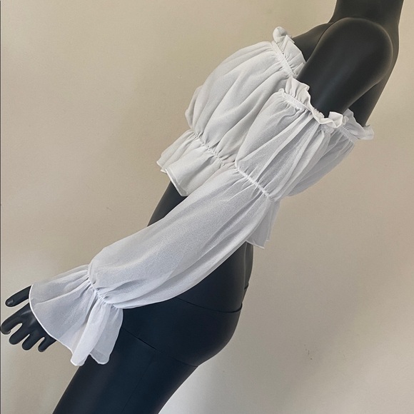 White Romantic Ruffled Blouse - Picture 6 of 10